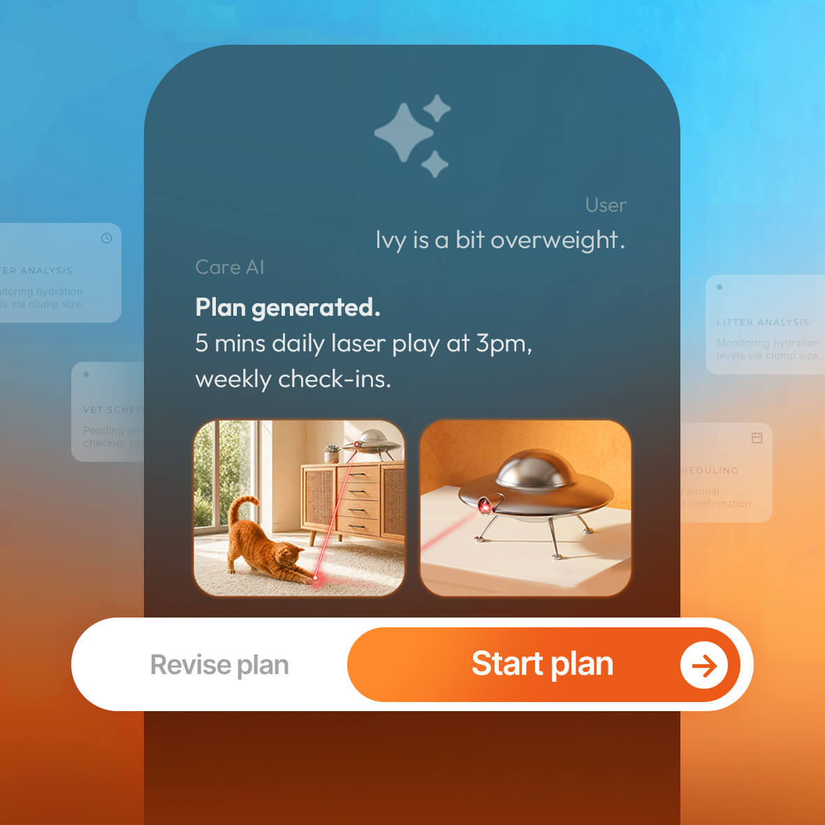Catellect generating a daily care plan from natural language input